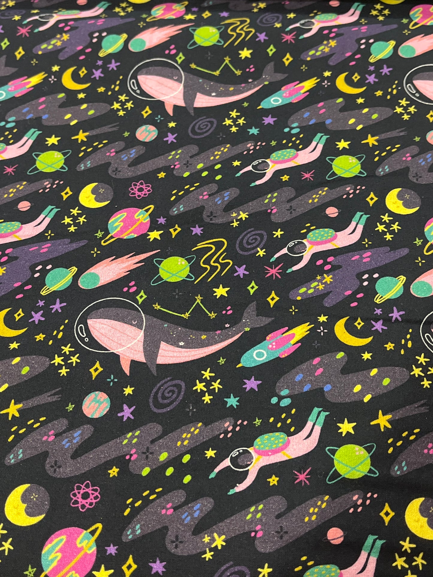 Little Johnny Space Whales Cotton Fabric (Price Per 25cm)
