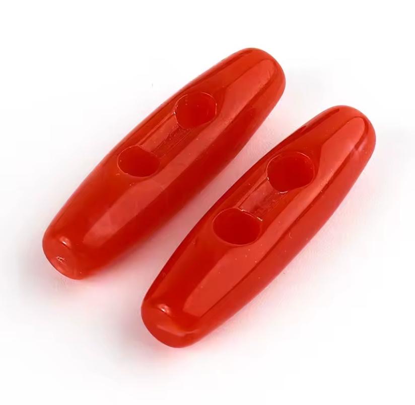37mm Coral / Red 2 Hole Resin Toggle