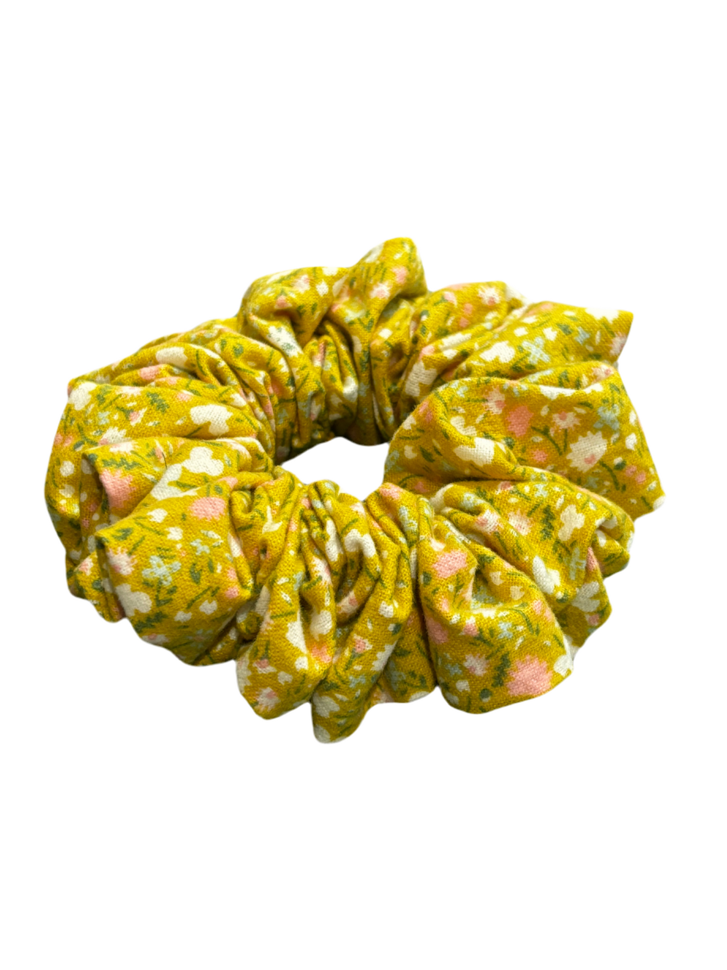 Yellow Floral Spring Scrunchie