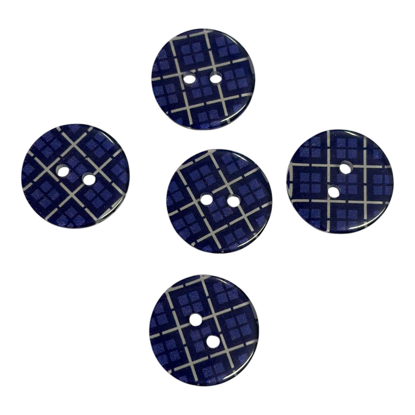 21mm Blue Tartan Two Hole Button