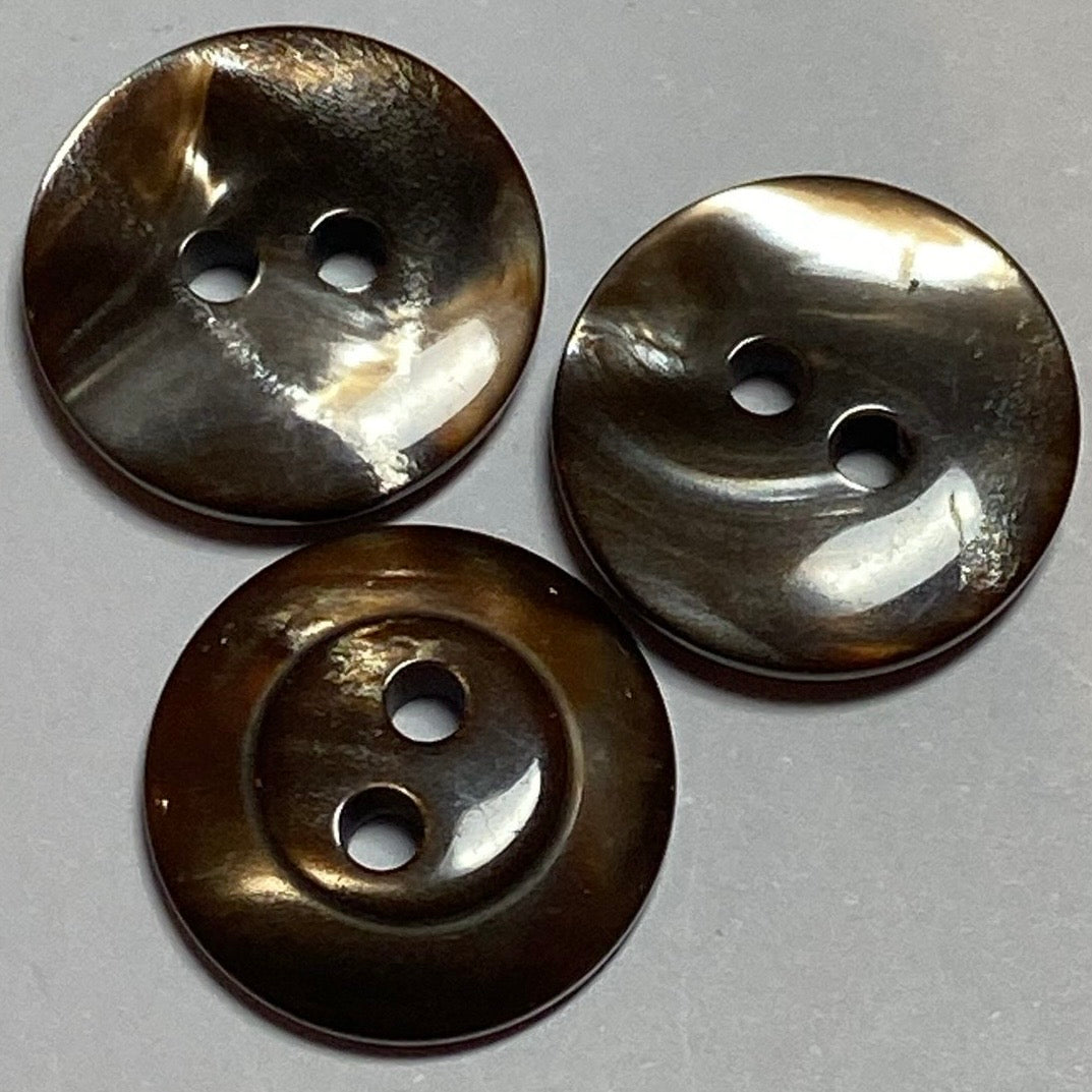 15mm 2 Hole Brown Marbled Button (B121)