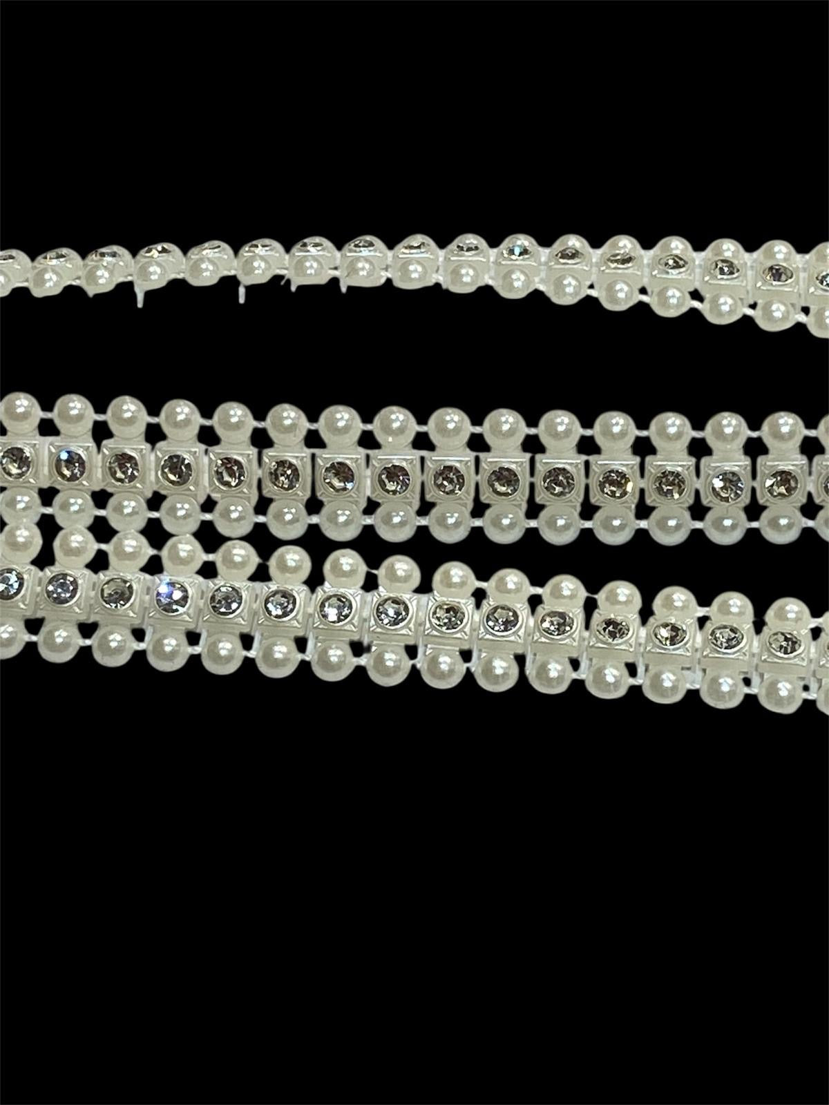 14mm Crystal Plastic Trim - Ivory (Price per 25cm)
