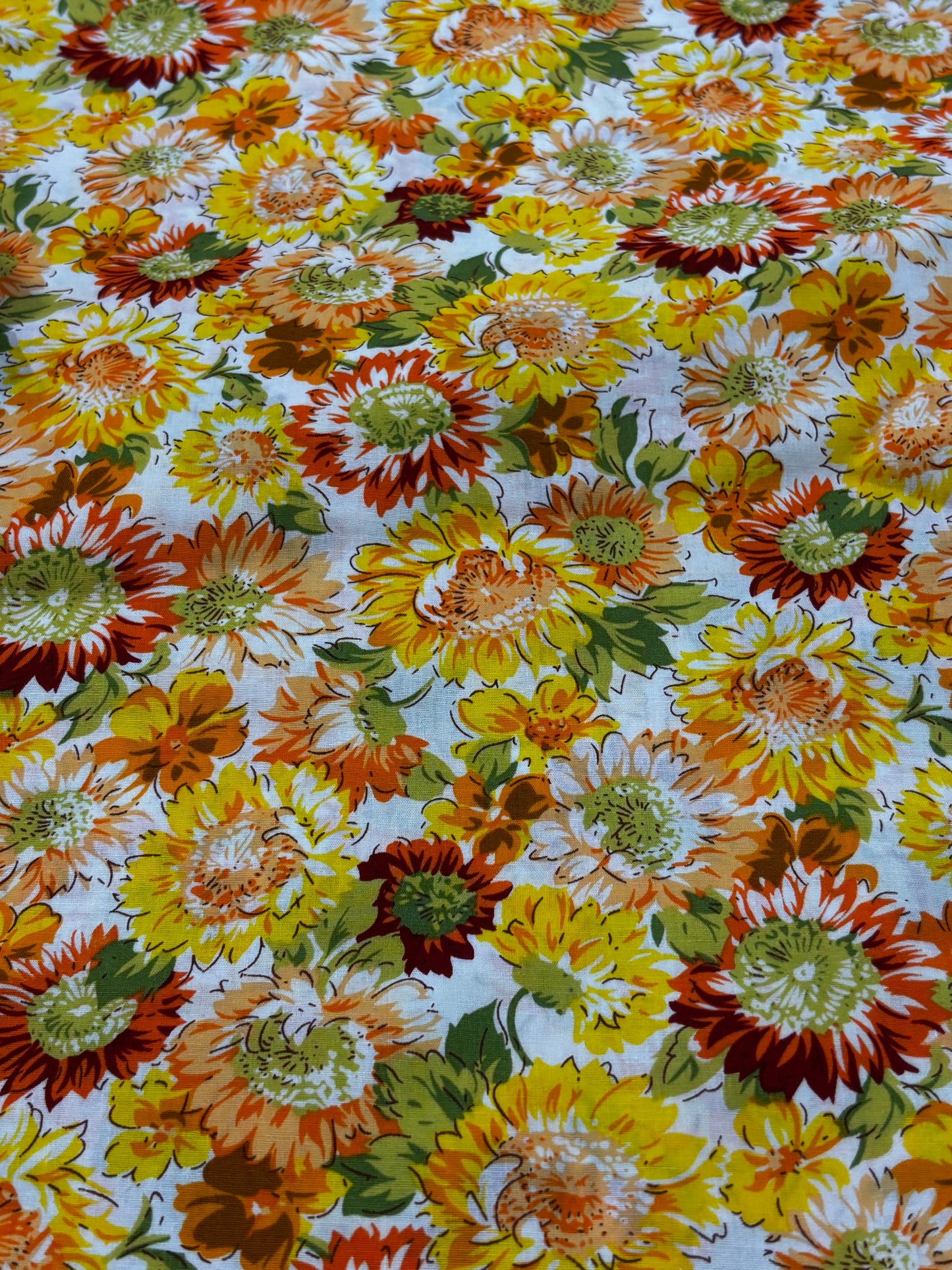 Yellow Floral Cotton Poplin Fabric (Price Per 25cm)