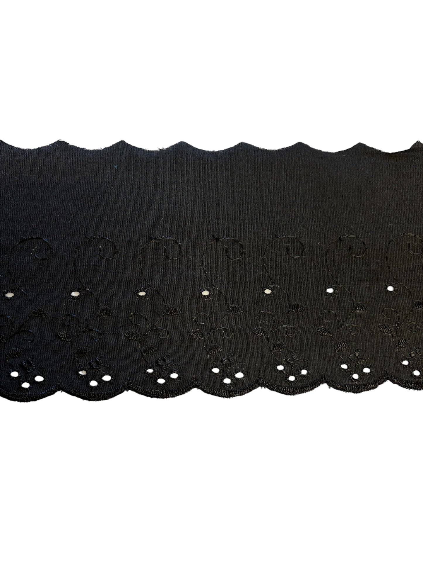 11cm 4 Hole Flat Black Broderie Anglaise (Price per 25cm)