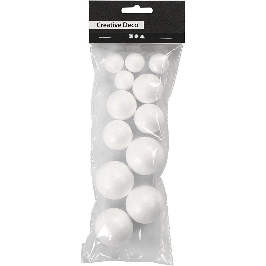 20, 30 & 40mm Polystyrene Ball Assortment - 12 Pieces