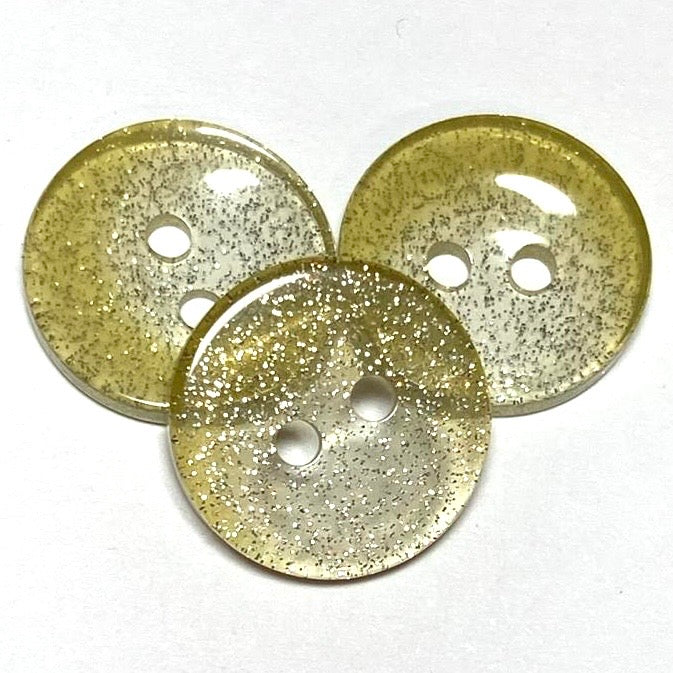 13mm Gold Glitter 2 Hole Button (B02)