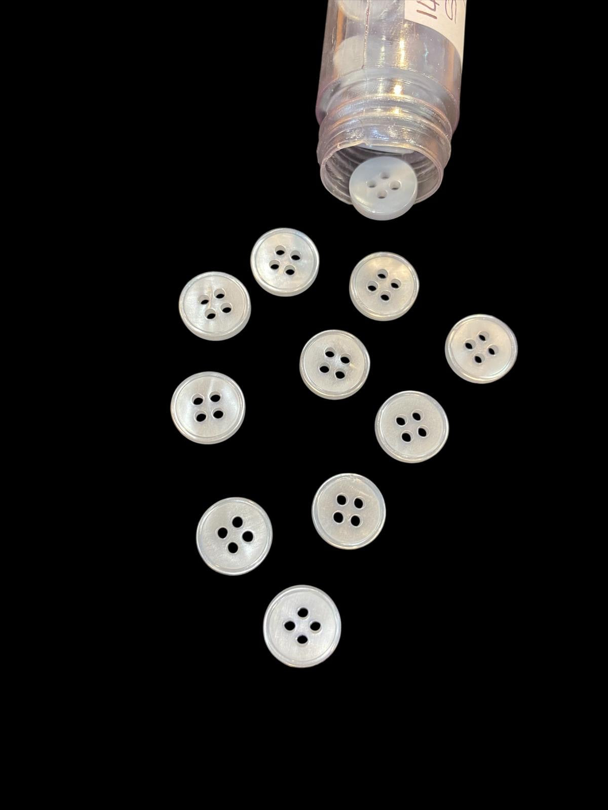 14mm Pale Grey 4 Hole Shirt Button