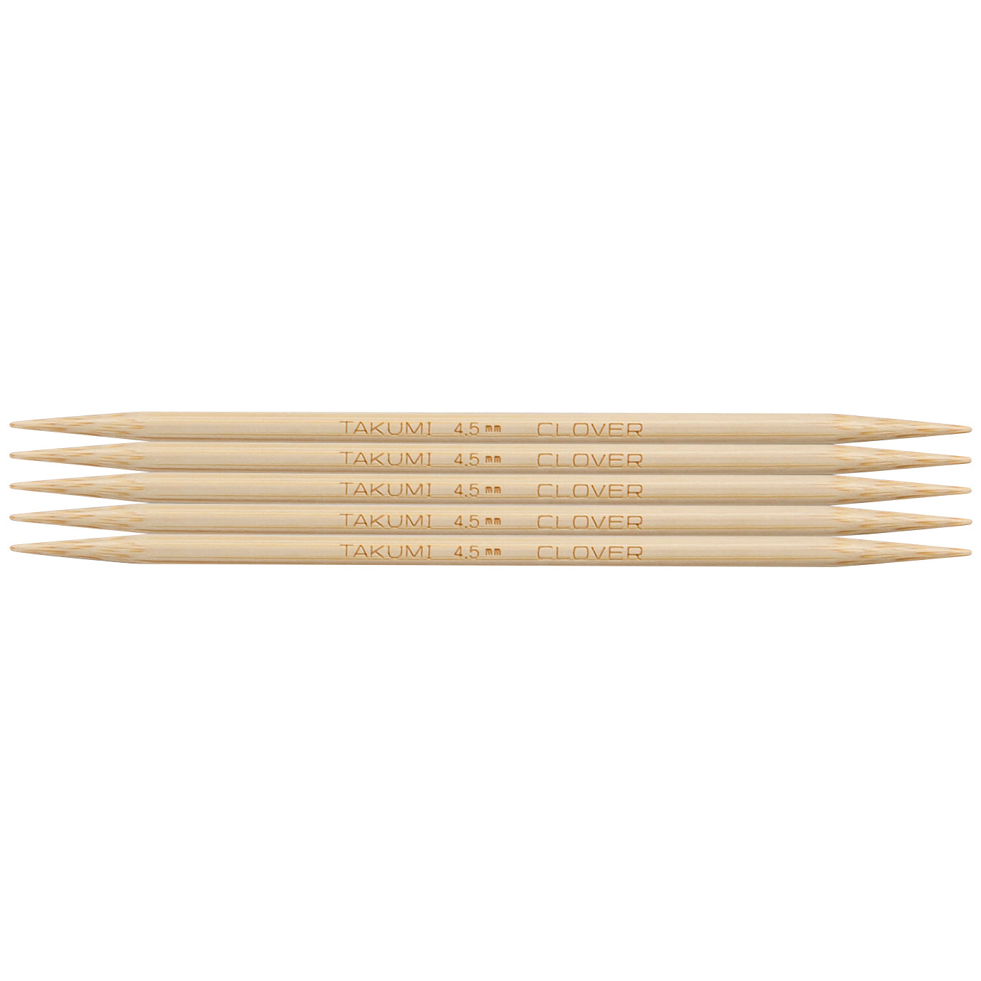 Clover Knitting Pins: Double-Ended: Set of 5: Takumi Bamboo: 12.5cm x 4.50mm