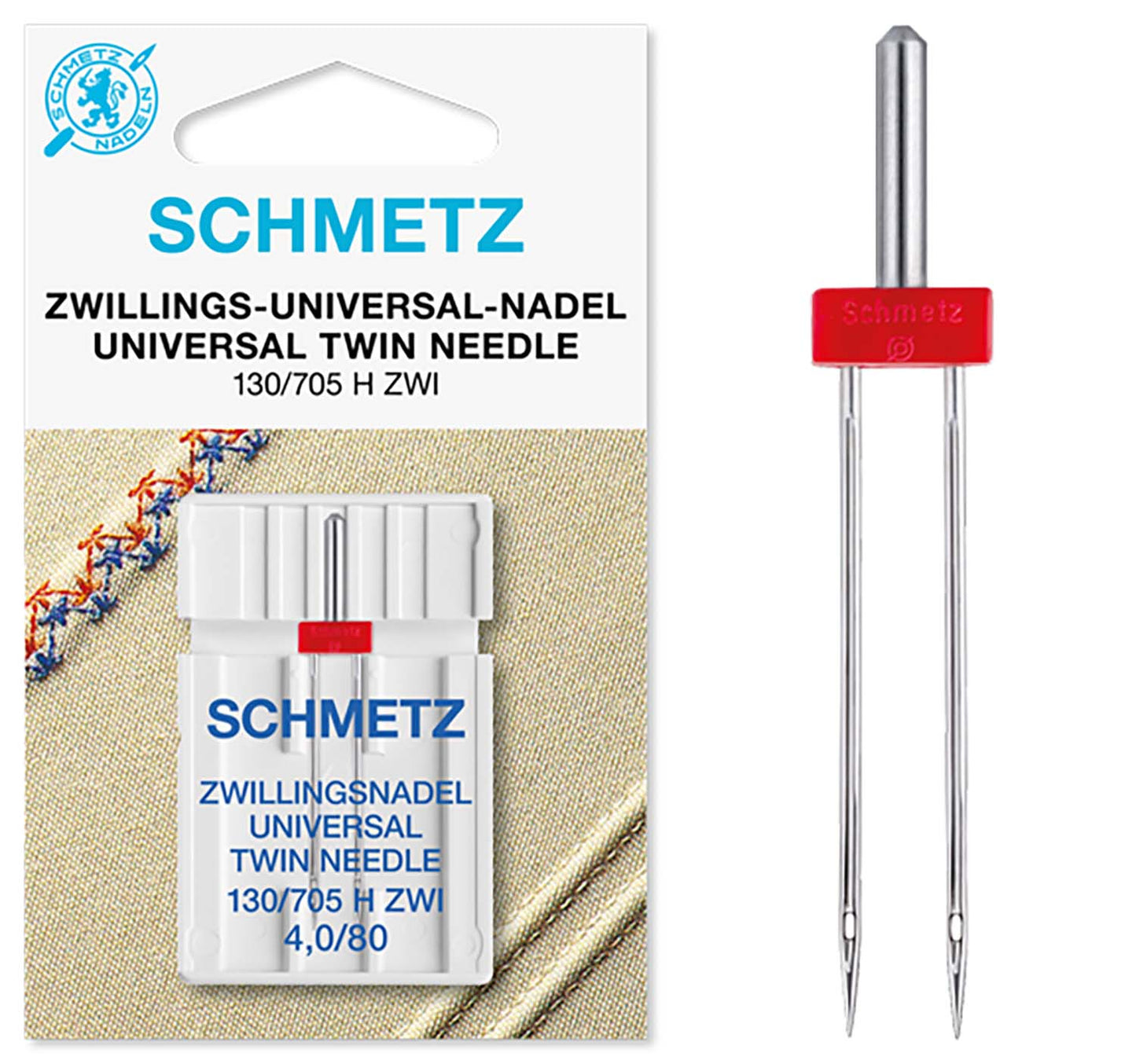 Schmetz Sewing Machine Needles - 80 (12) 4.00mm Universal Twin Needles