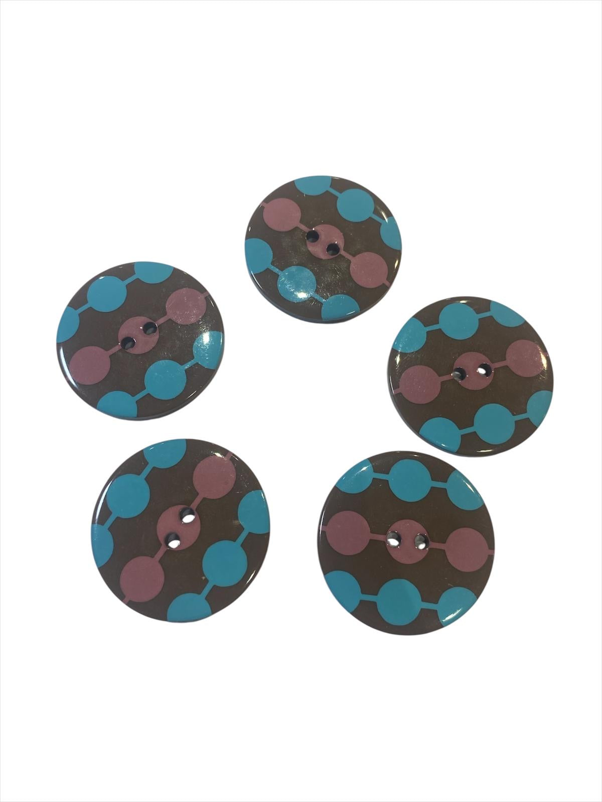 34mm Brown 60’s Spot 2 Hole Button