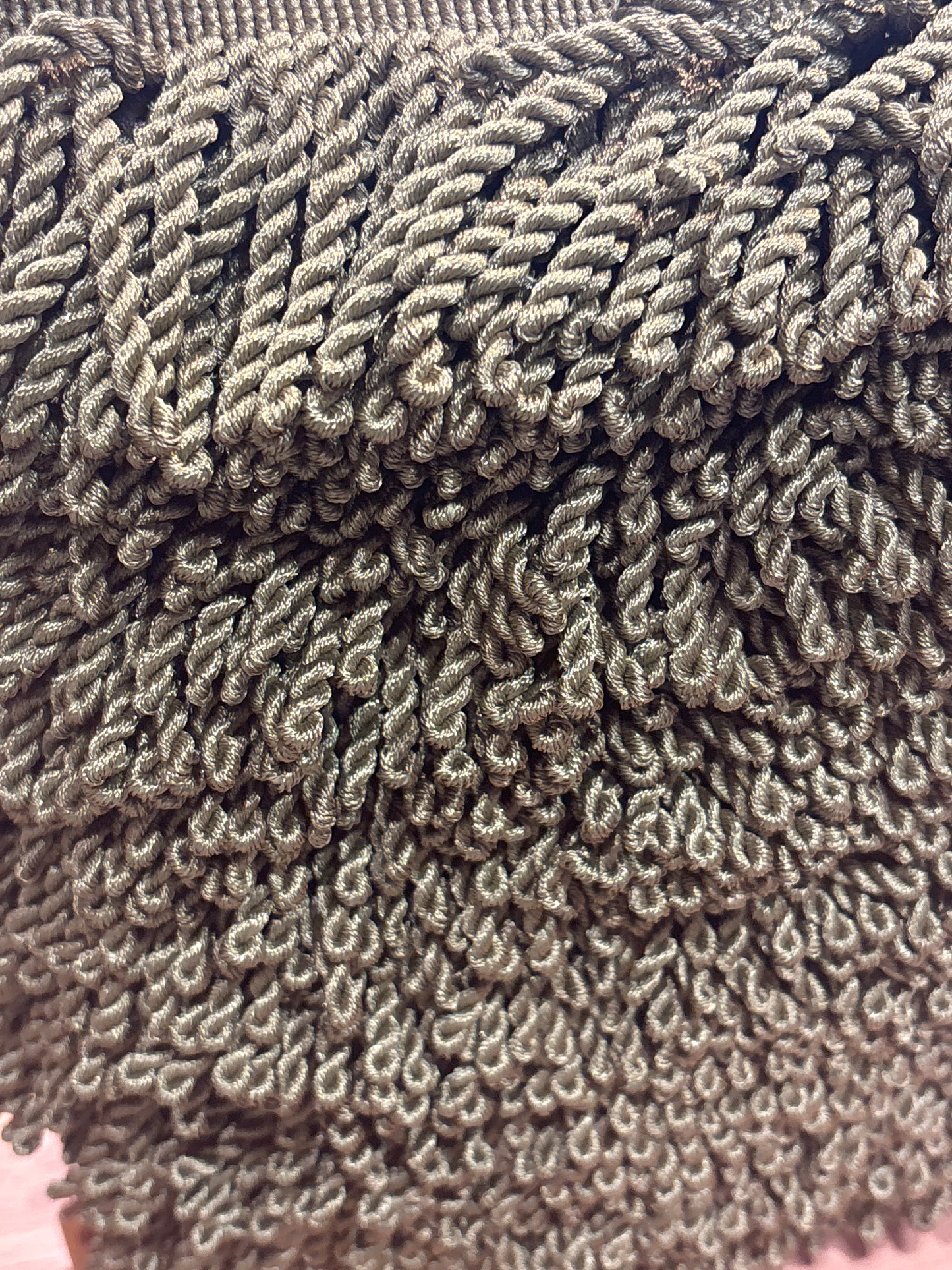 60mm Bouillon Fringe - Khaki (Price per 25cm)
