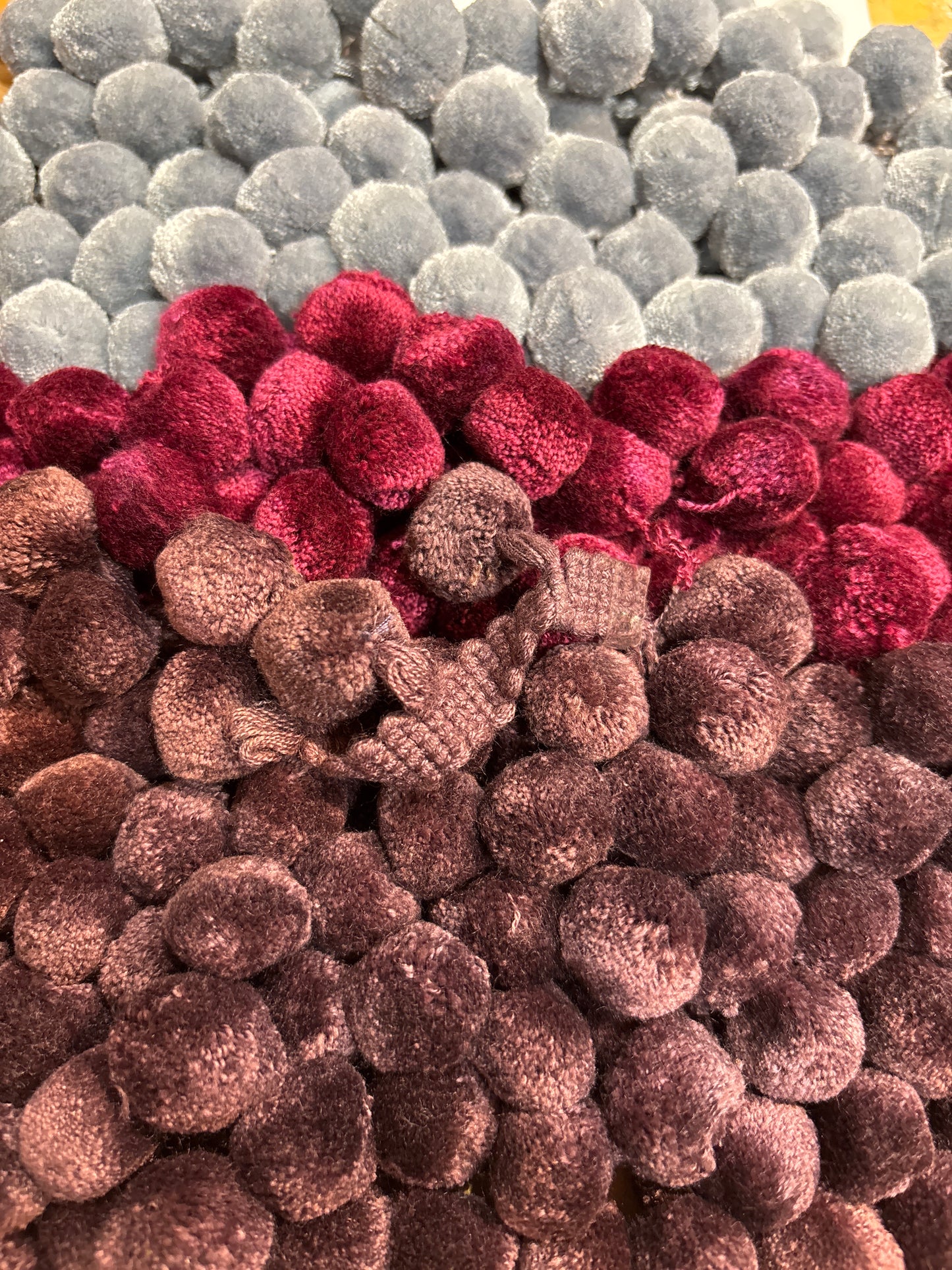 55mm Chenille Pom Pom Trim - 3 Colours (Price per 25cm)
