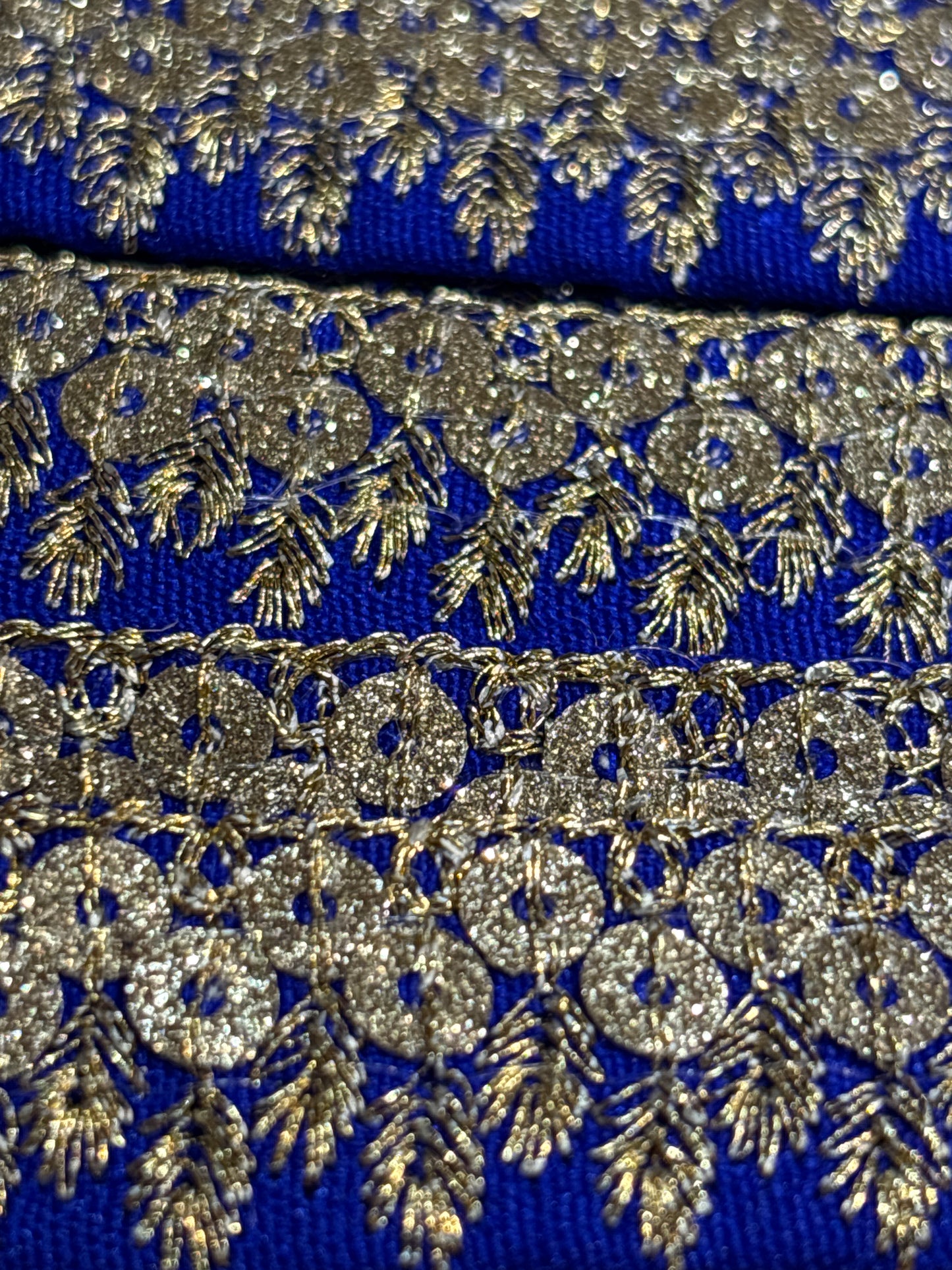 16mm Silk Sequin Braid Trim - Royal Blue (Price per 25cm)