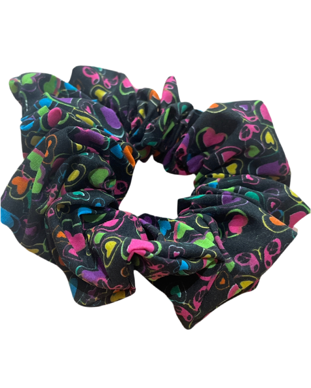 Neon Love Hearts Scrunchie