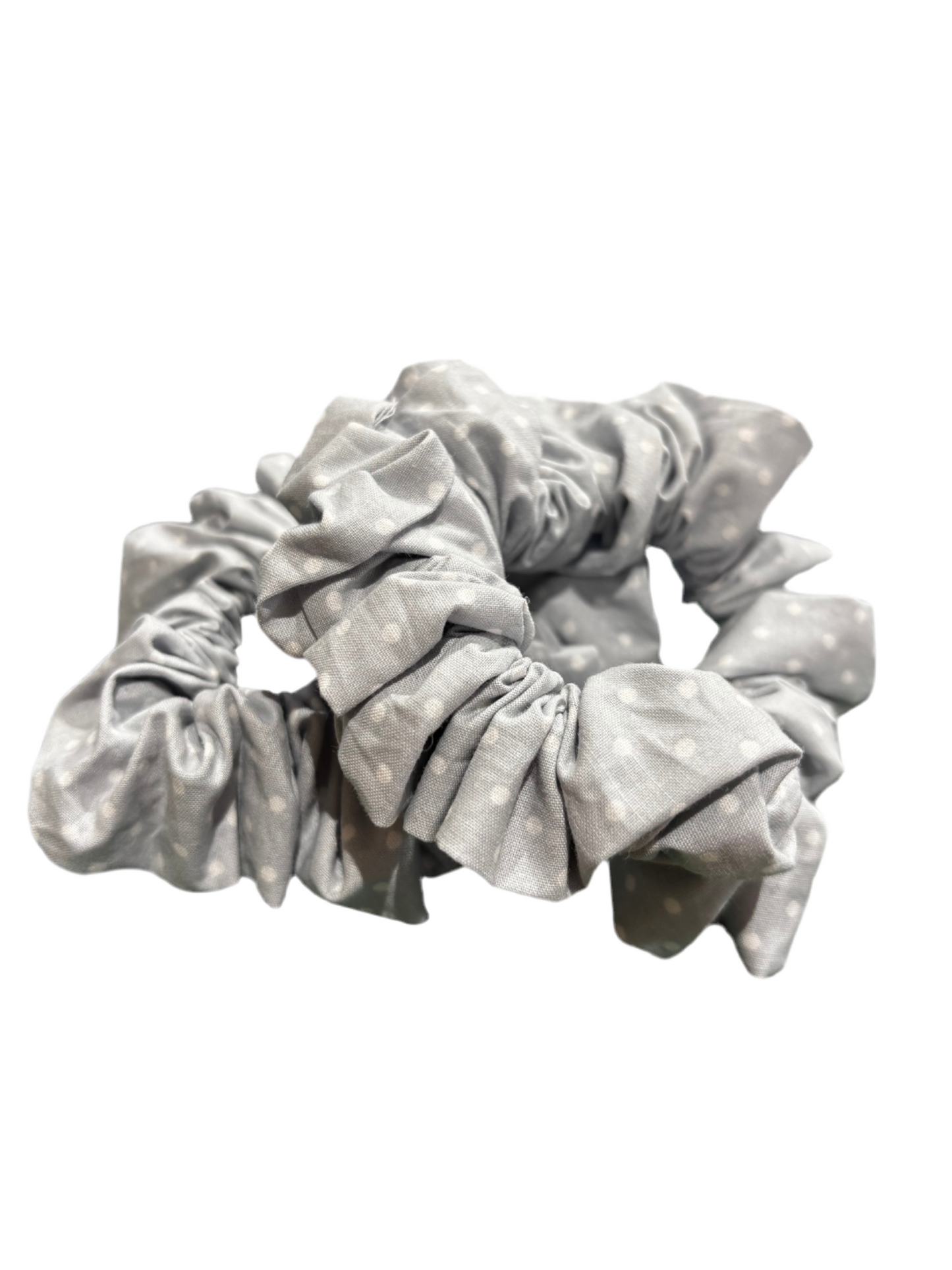 Grey Polka Dot Pair of Scrunchies