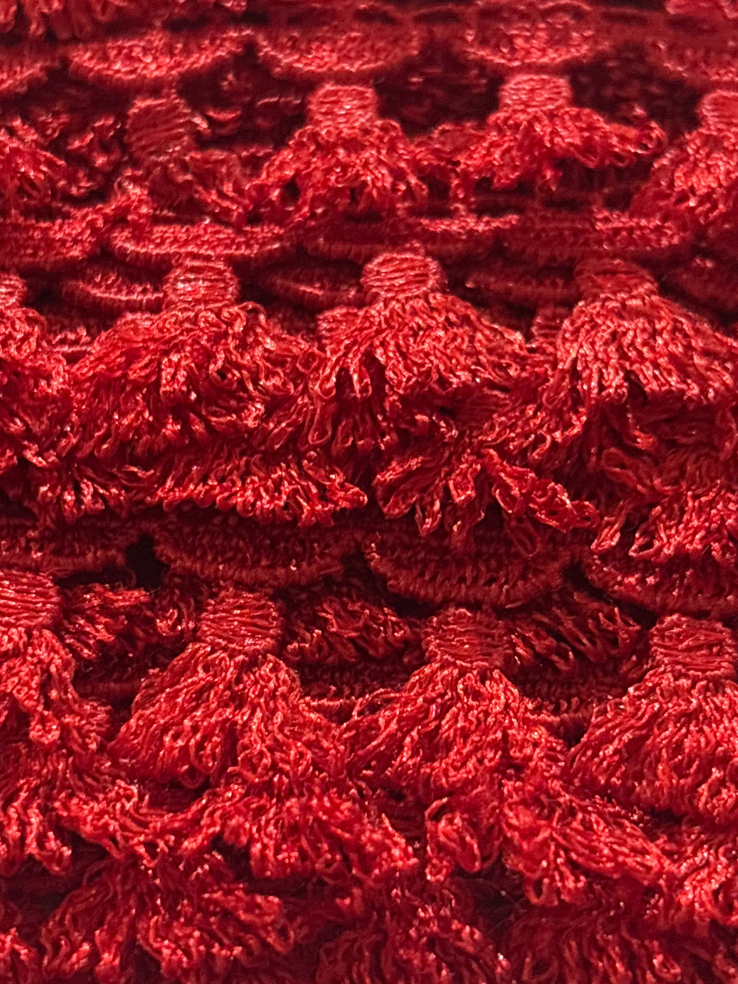 21mm Red Guippure Tassel Lace Trim (Price per 25cm)