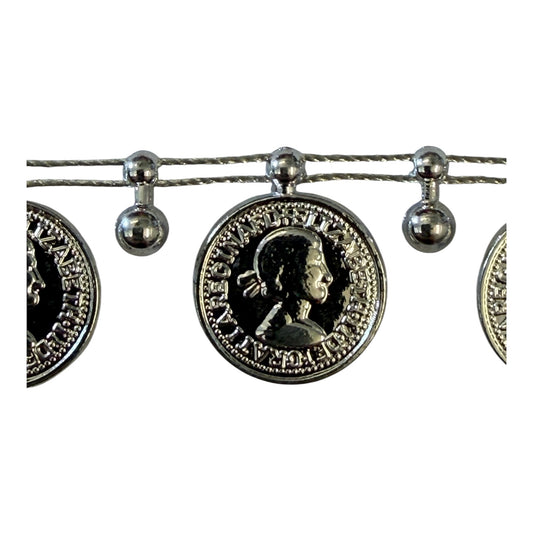 19mm Silver Coin Trim (Priced per 25cm)