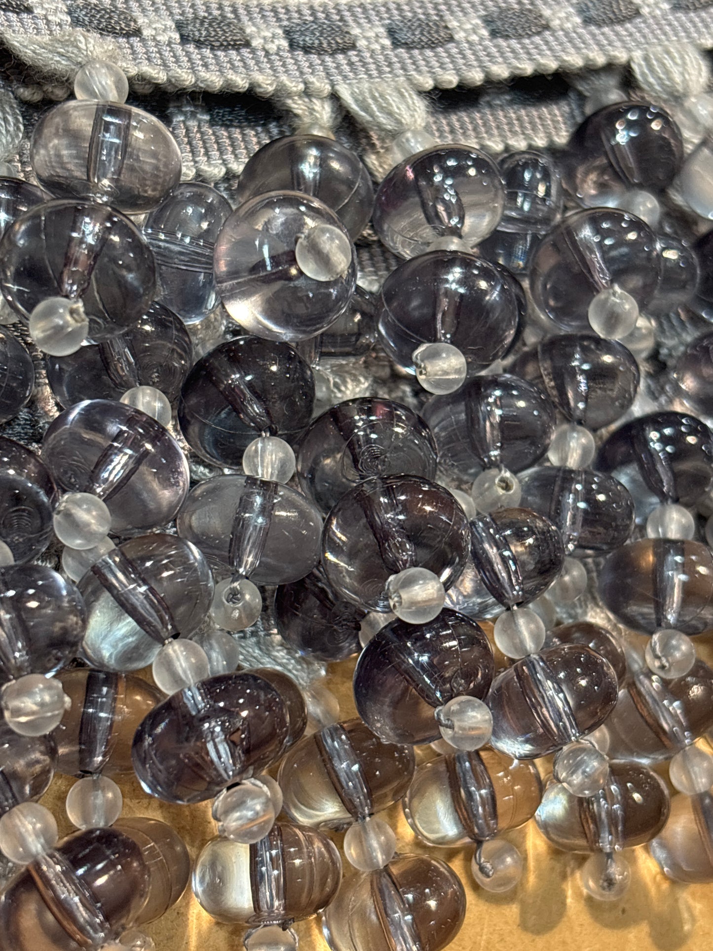 50mm Grey Beaded Braid (Price per 25cm)