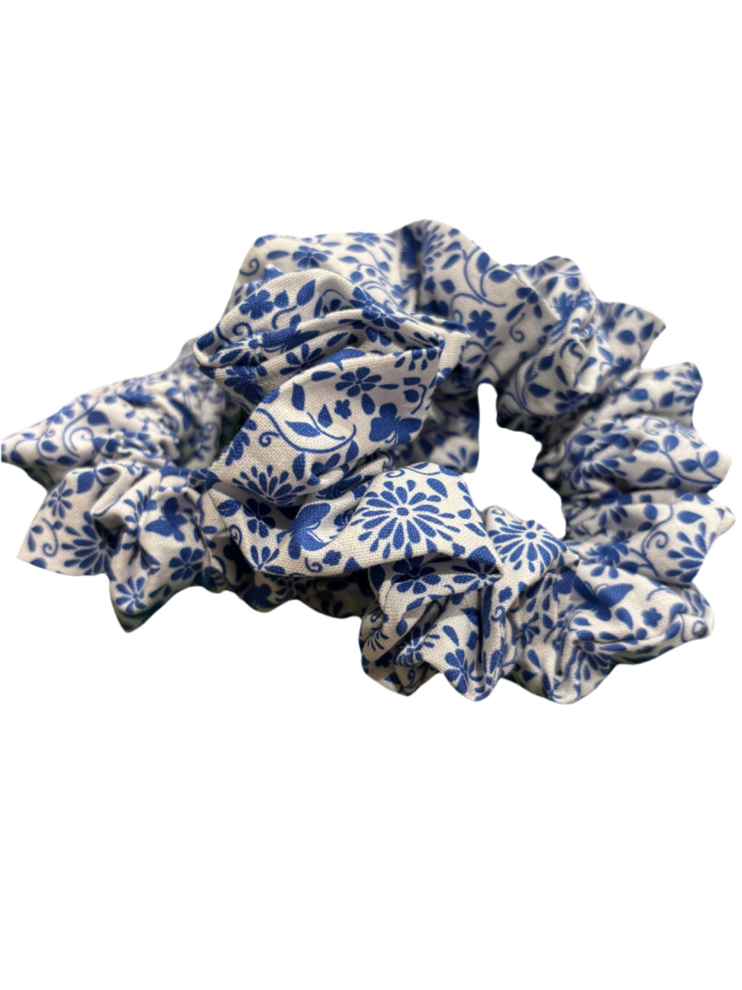 Blue Flower Pair of Scrunchies