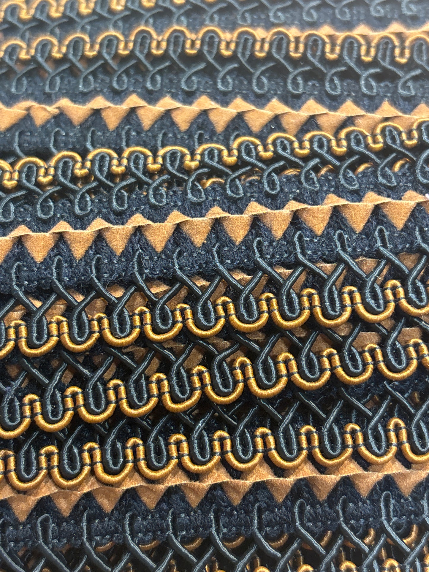 44mm Suede Centre Braid - Black & Tan - REDUCED DUE TO SOME FLAWS (Price per 25cm)
