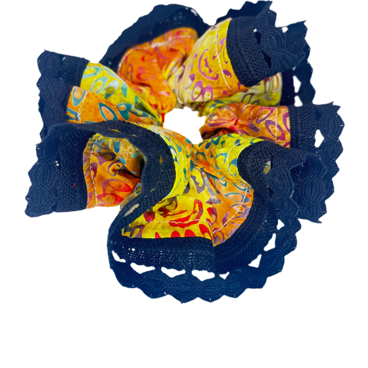 Batik with Black Trim Scrunchie