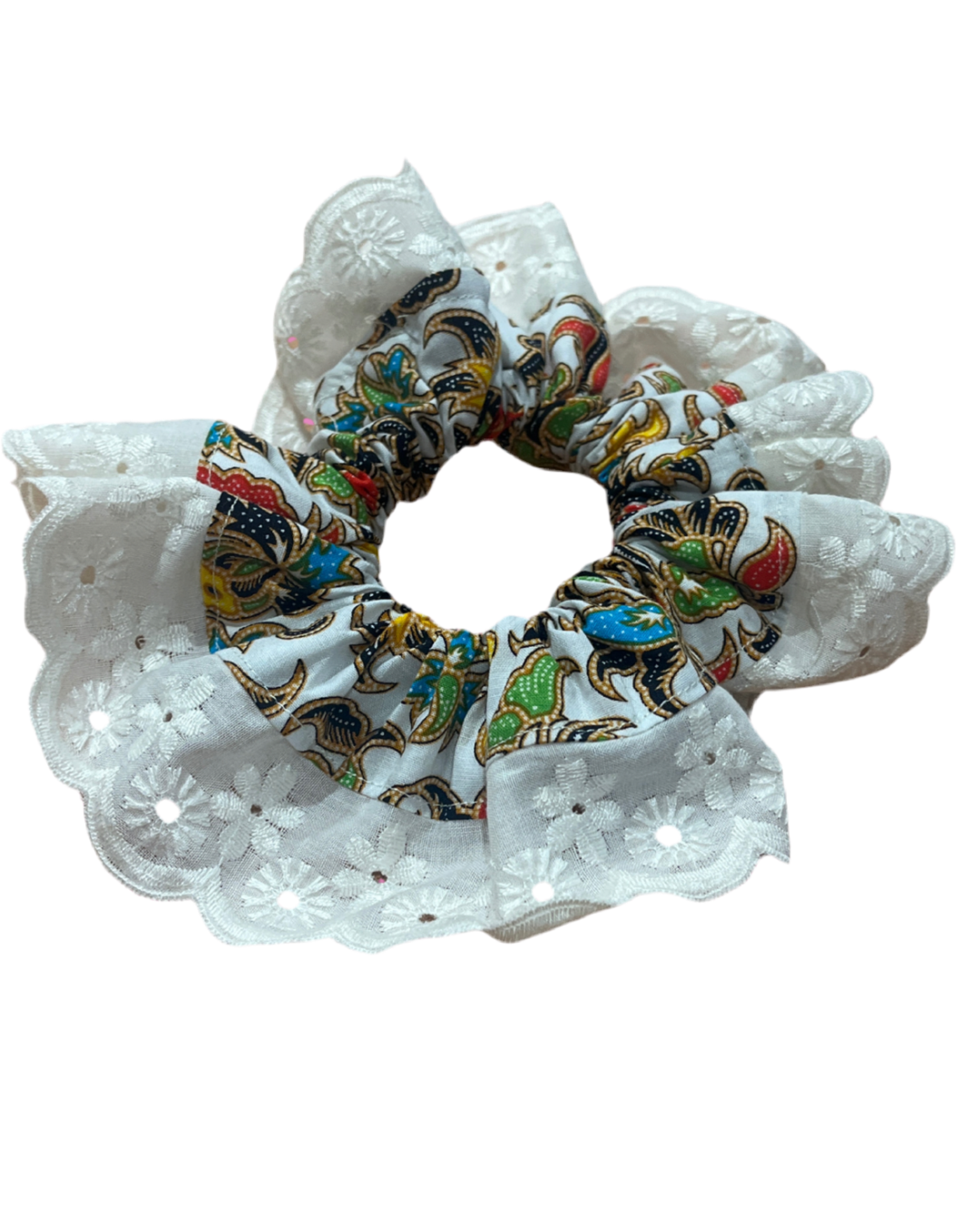 Paisley Leaf Scrunchie with Trim