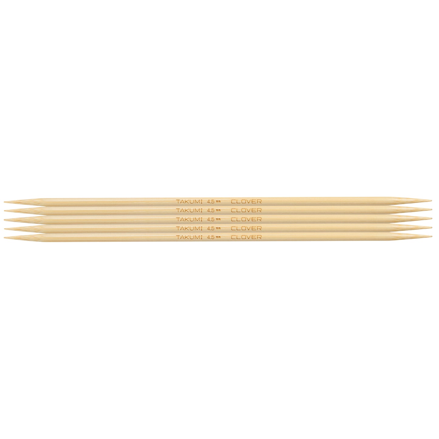 Clover Knitting Pins: Double-Ended: Set of 5: Takumi Bamboo: 20cm x 4.5mm