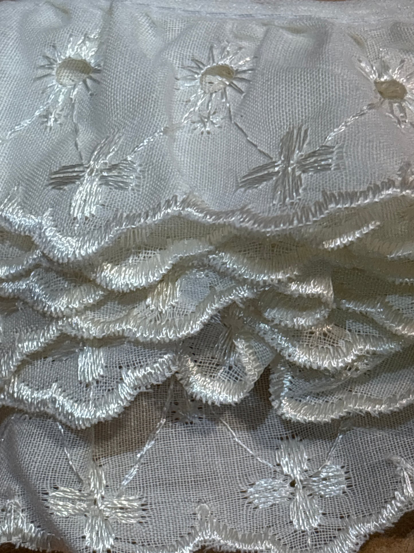 46mm Single Hole Broderie Anglaise Trim - Cream (Price per 25cm)