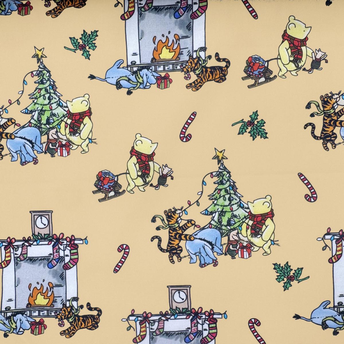 Winnie Christmas Day 100% Cotton Fabric (Price per 25cm)