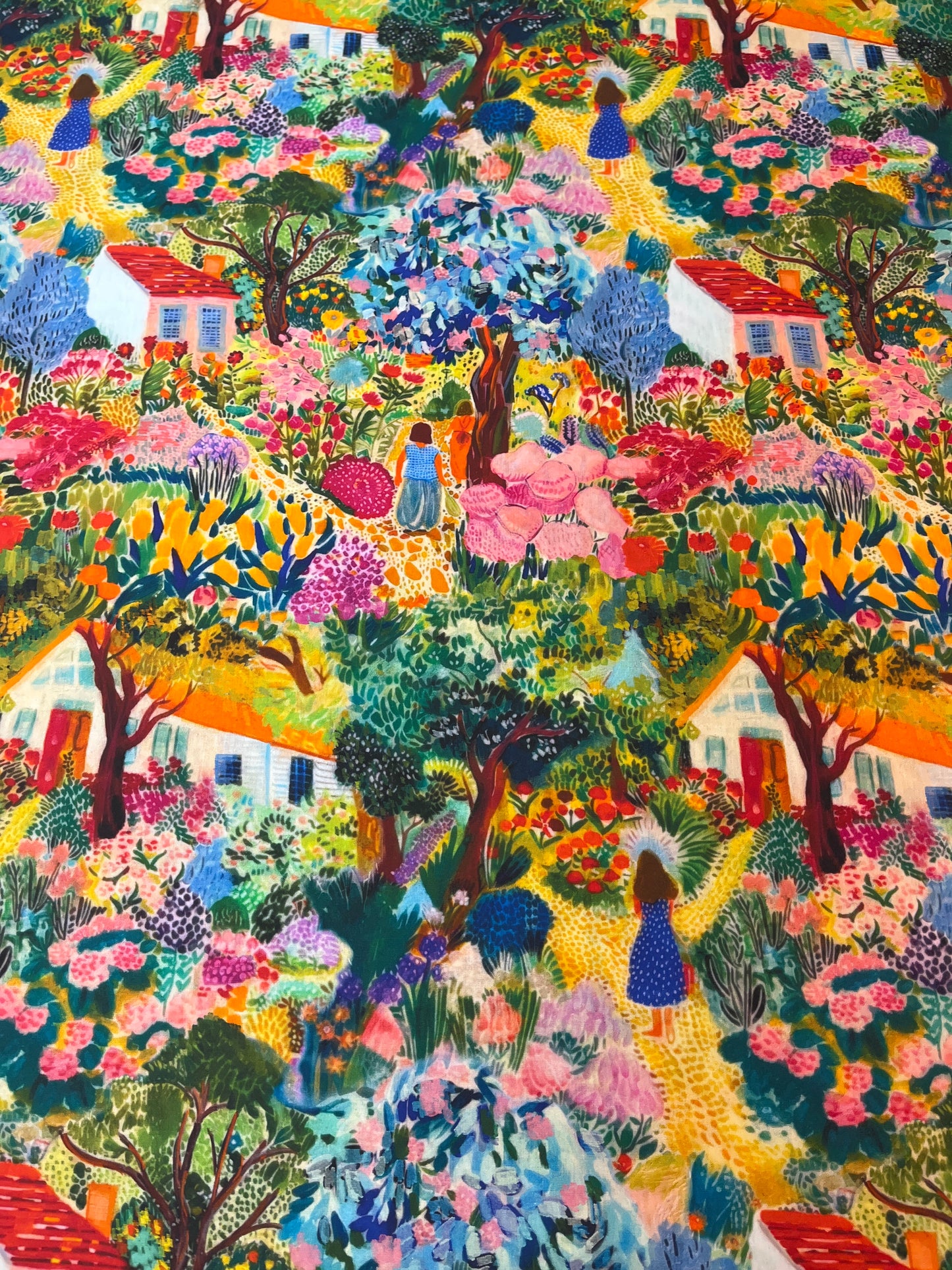 Oil Pastel Walk Cotton Fabric (Price Per 25cm)
