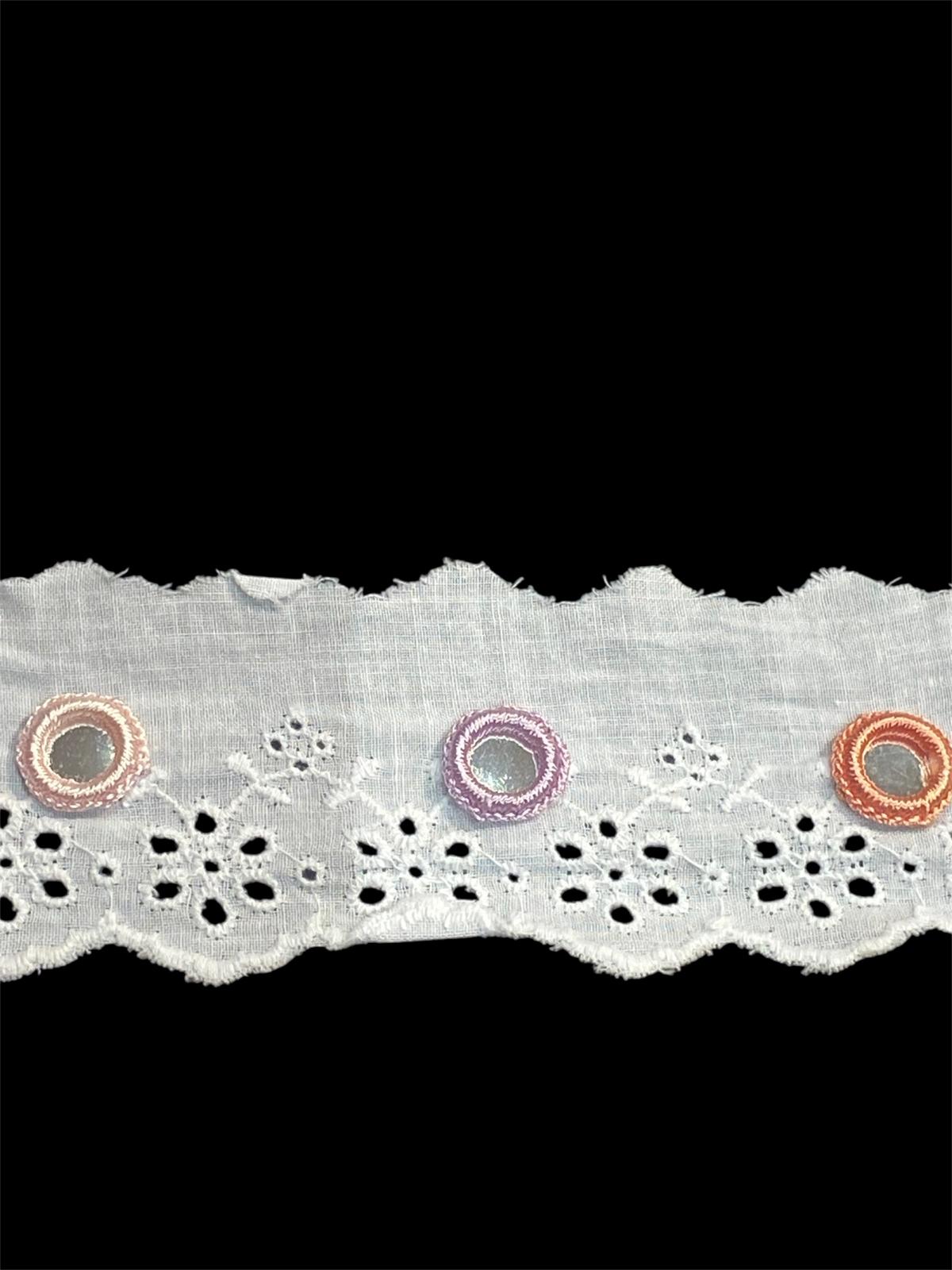 52mm Mirrored Broderie Anglaise - 2 Colours (Price per 25cm)