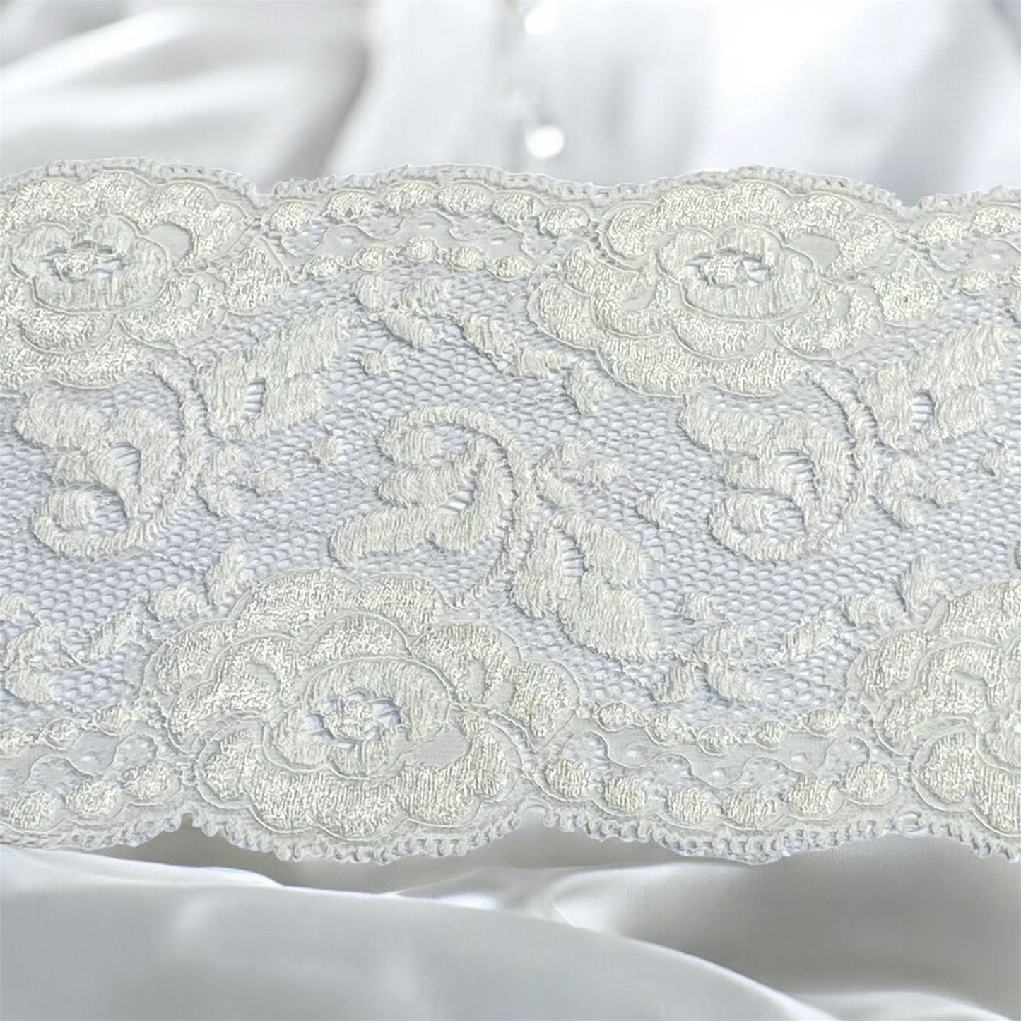 13cm Corded Stretch Lace - Ivory (Price per 25cm)