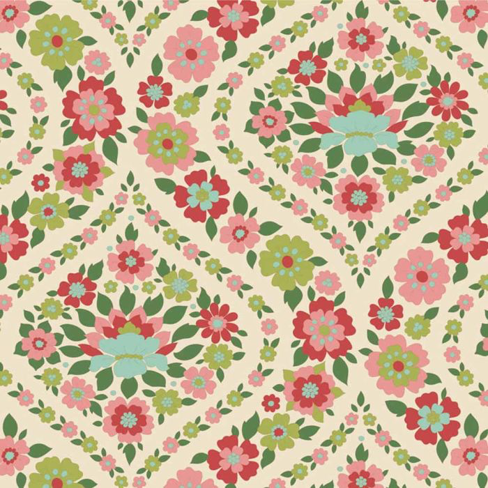Tilda Wallflower 100% Cotton Fabric - Bianca Green (Price Per Metre)
