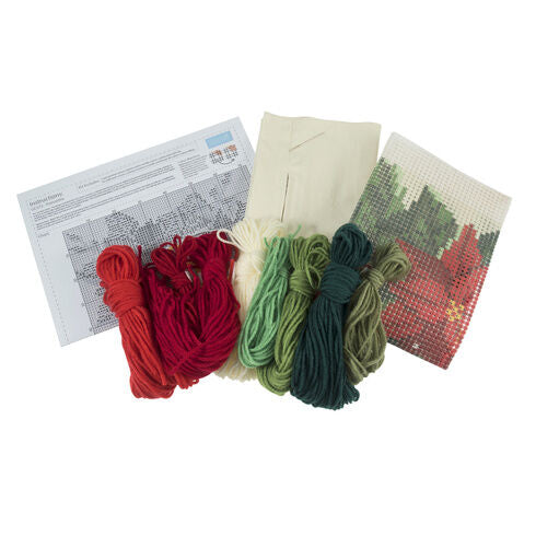Cross Stitch Cushion Kit: Poinsettia
