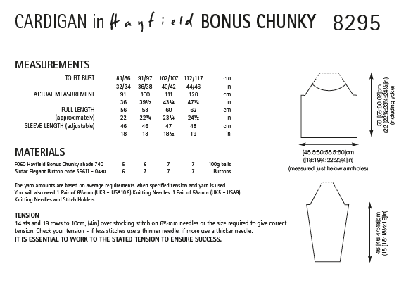 Hayfield Bonus Ladies Cardigan Chunky Knitting Pattern 8295
