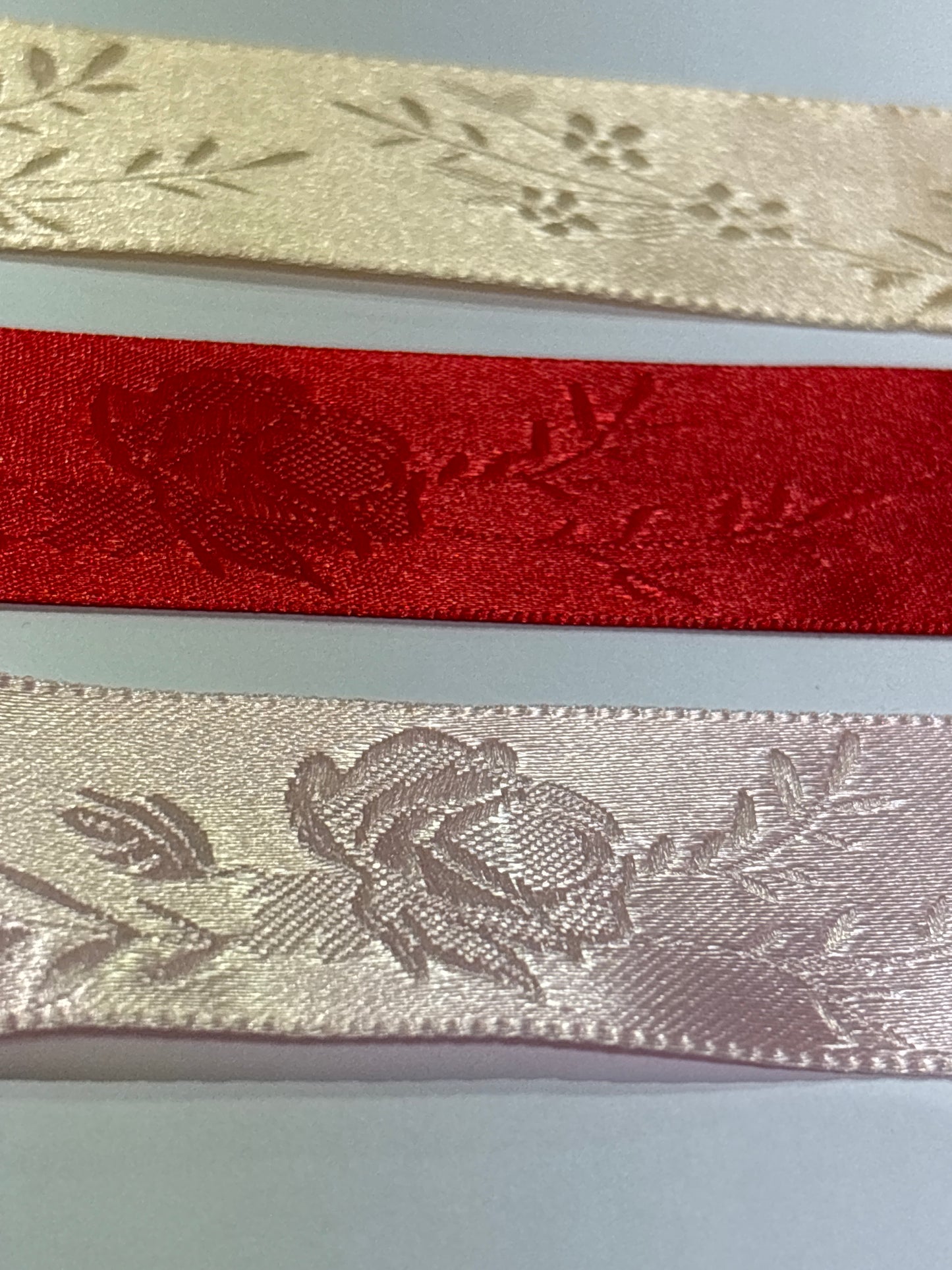 25mm Jacquard Satin Ribbon - 3 Colours Available (Price per 25cm)