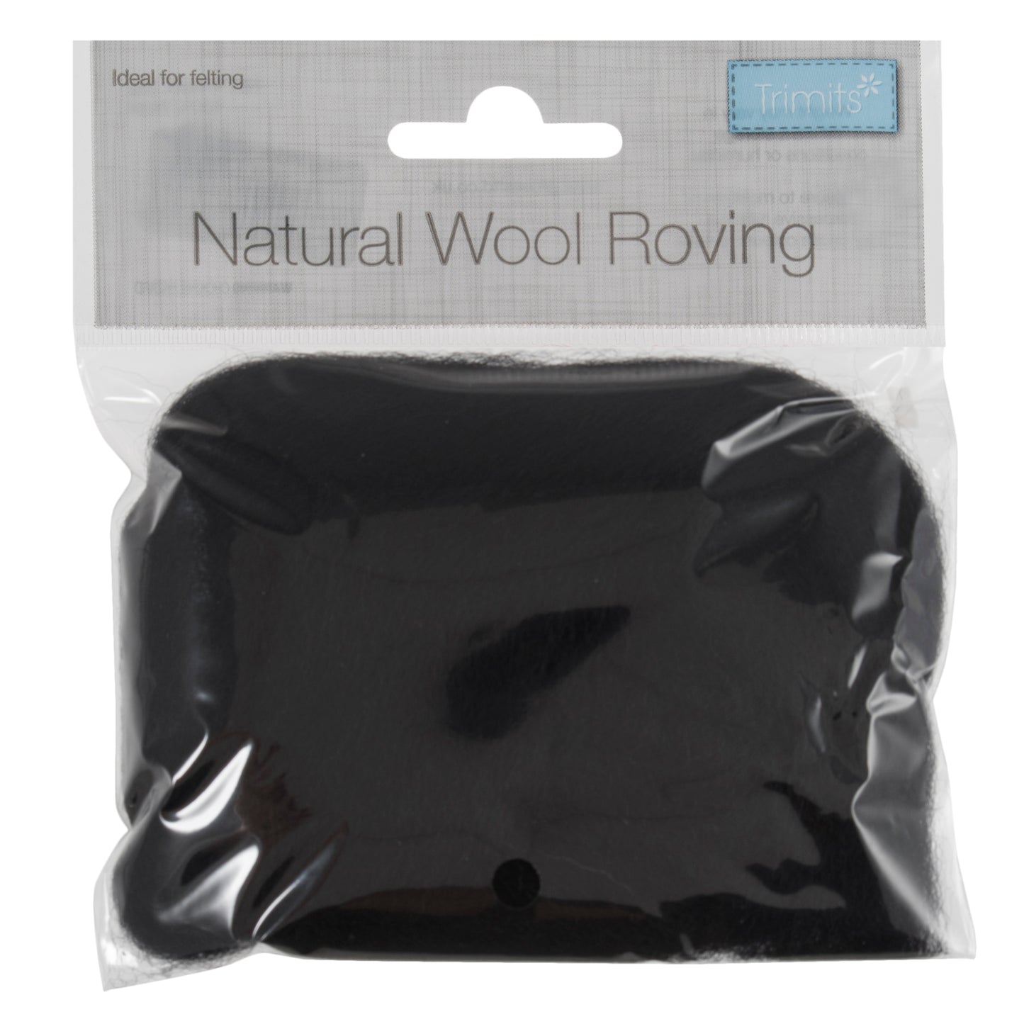 10g Natural Wool Roving - Black