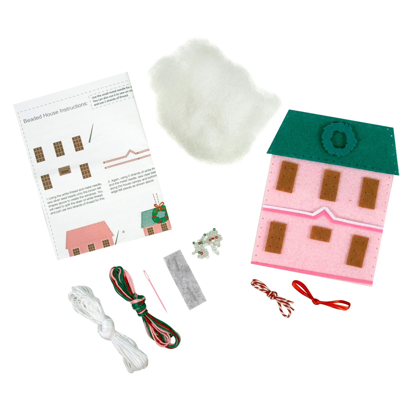 Christmas Beaded House Felt Decoration Kit