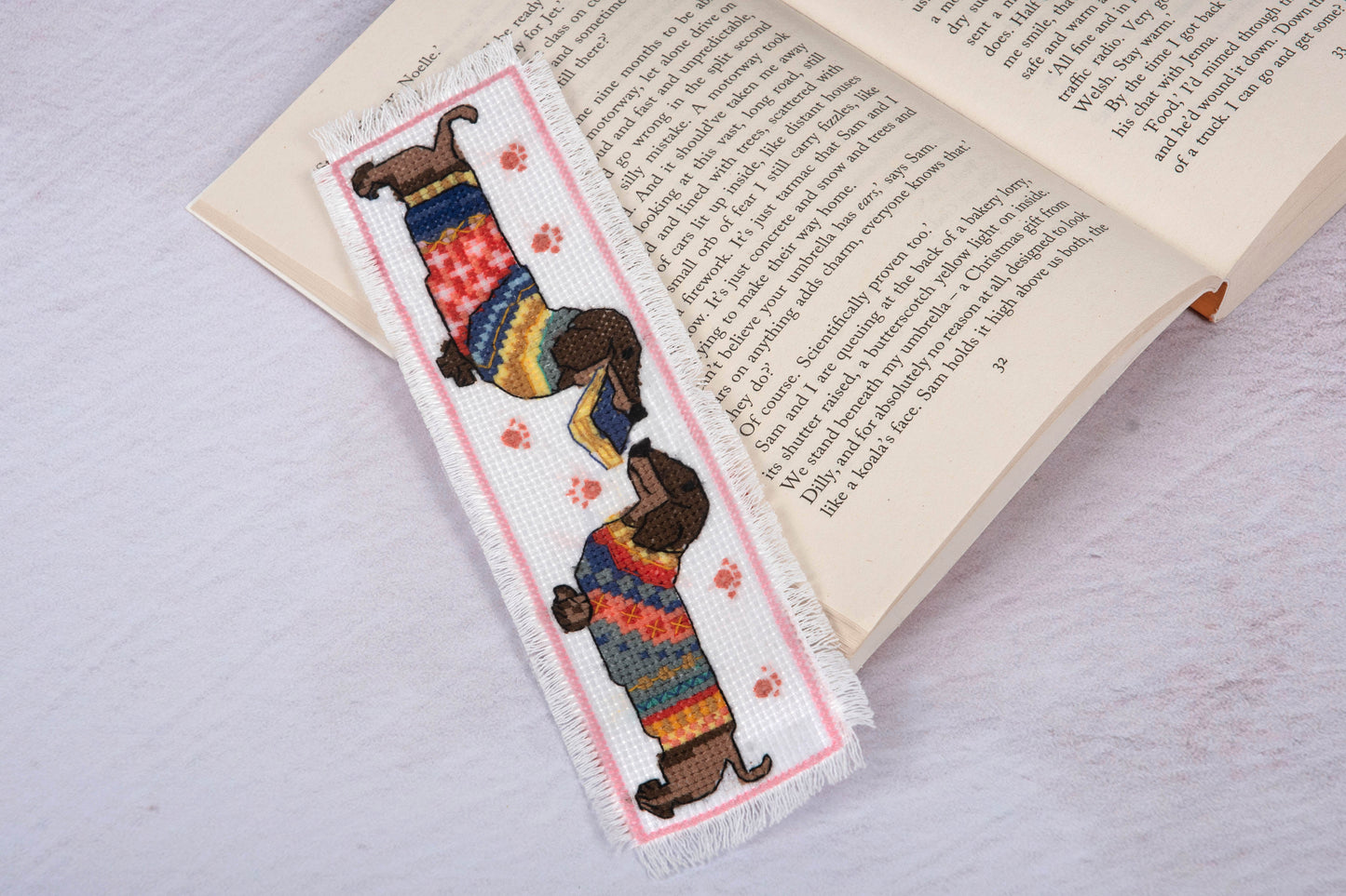 Trimits Counted Cross Stitch Bookmark Kit - Daschund in a Jumper