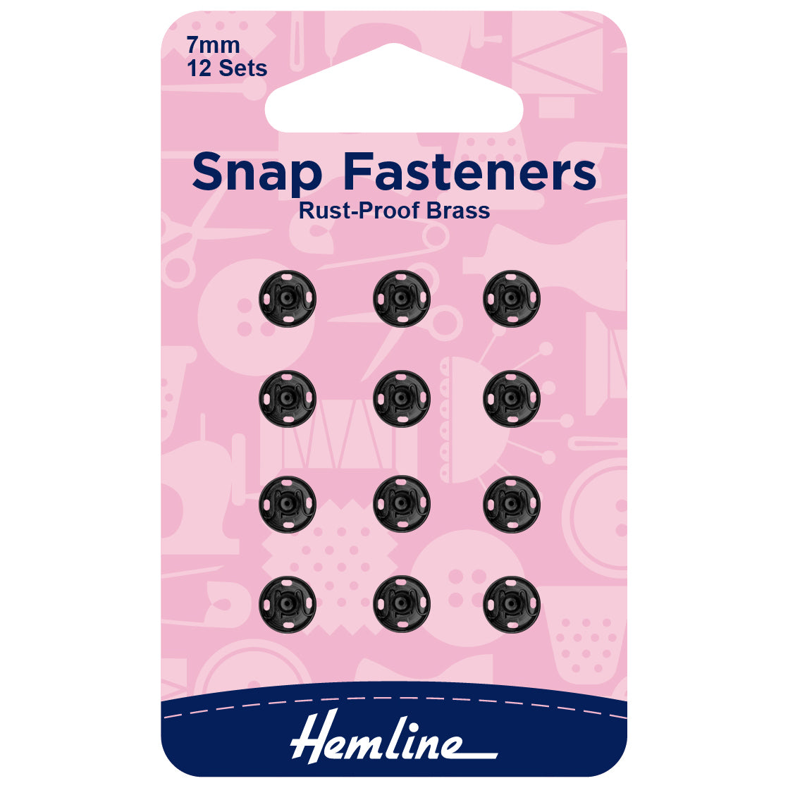 Hemline 7mm Snap Fasteners - Black