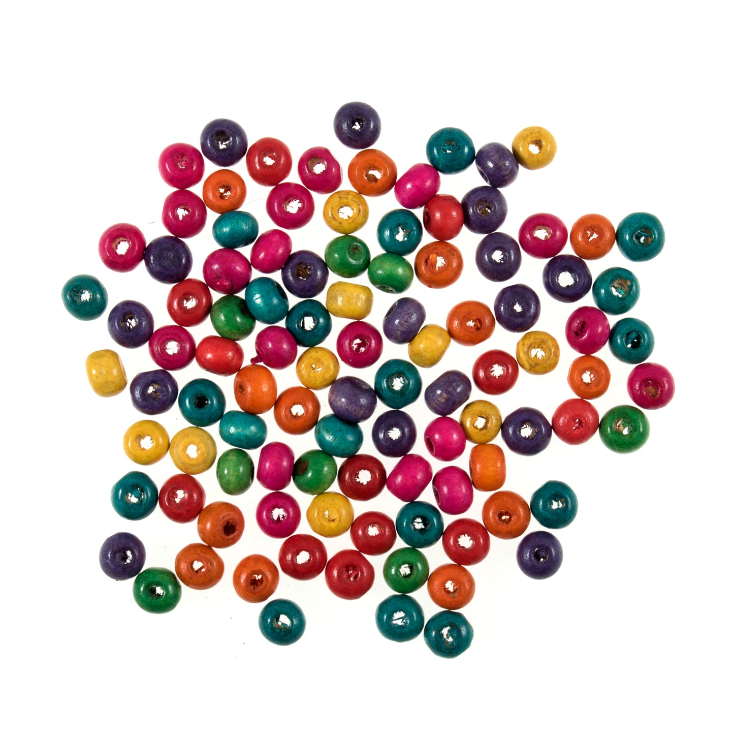 6mm Wooden Craft Beads 15g Assorted Colours