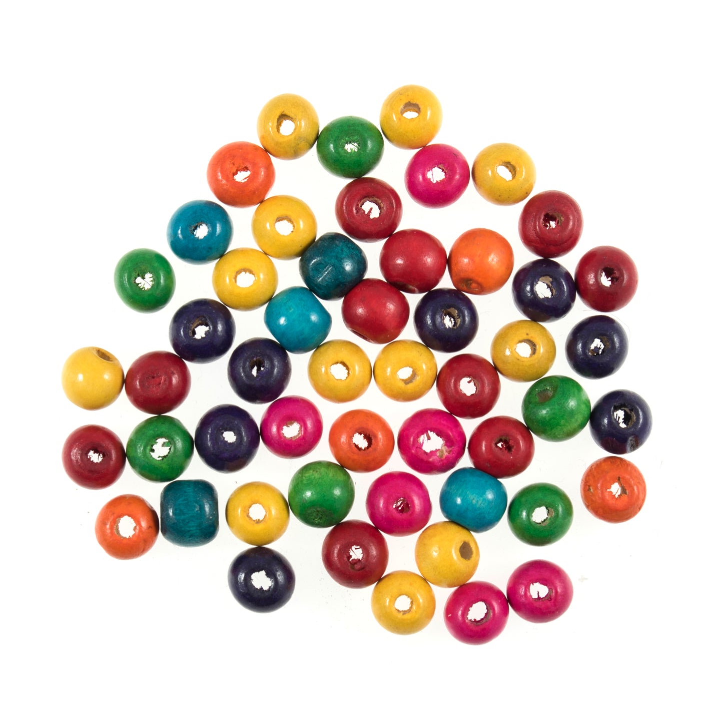 10mm Wooden Craft Beads 15g Assorted Colours