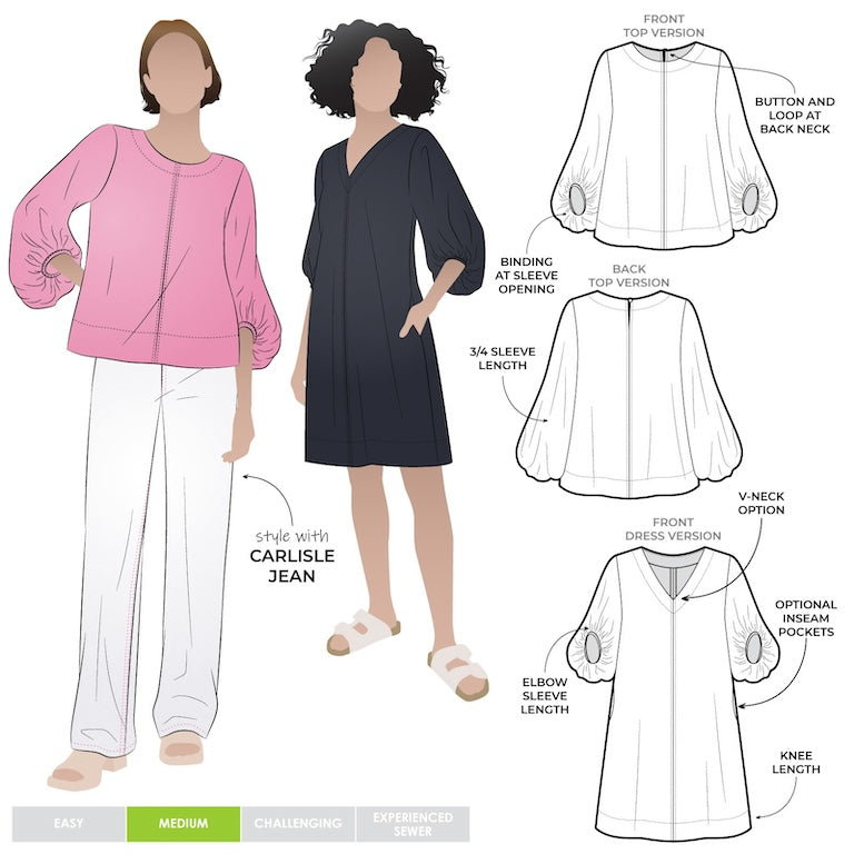 Zalia Woven Top and Dress Pattern by Style Arc (Regular and Plus Size)