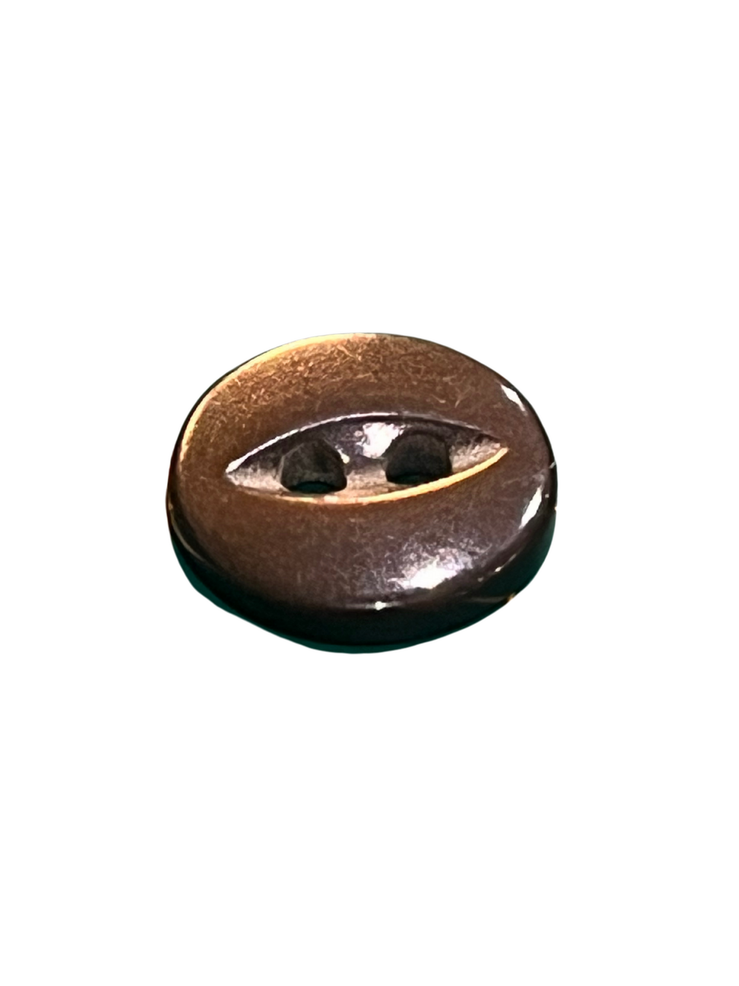 11mm 2 Hole Fish Eye Button - Pearlised Brown