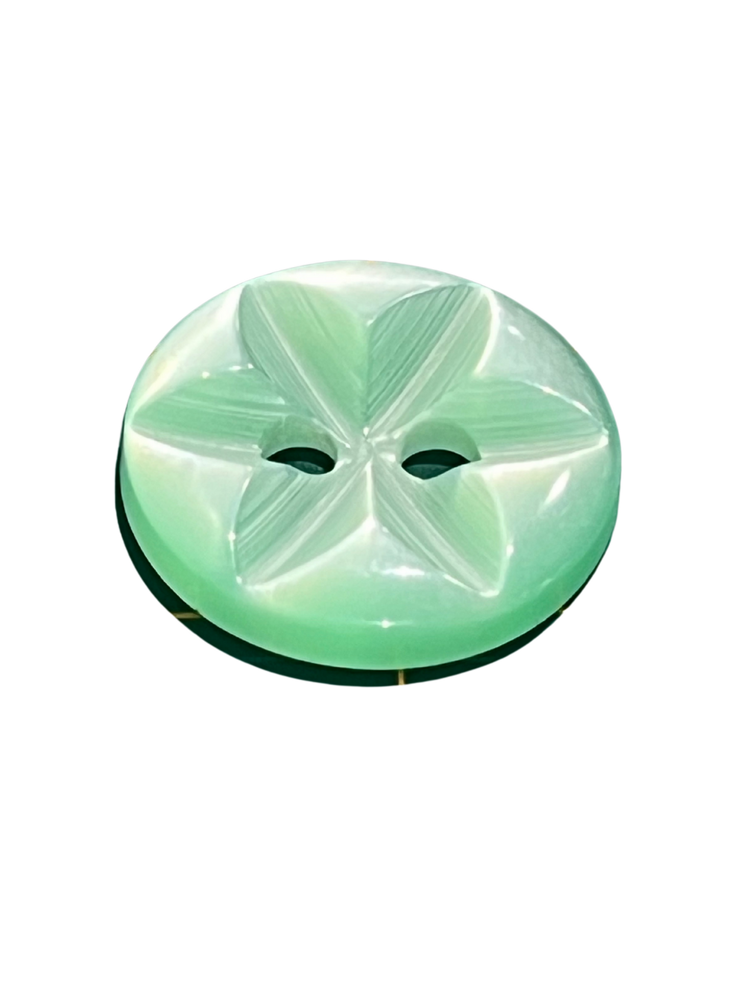 15mm 2 Hole Engraved Floral Button - Light Green
