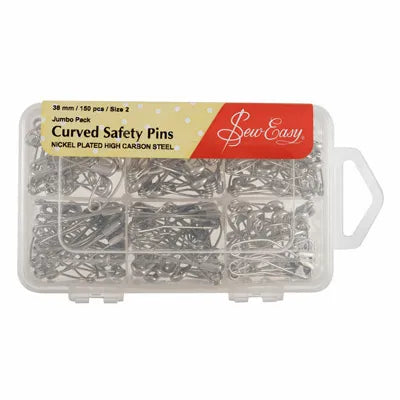 Curved safety pins