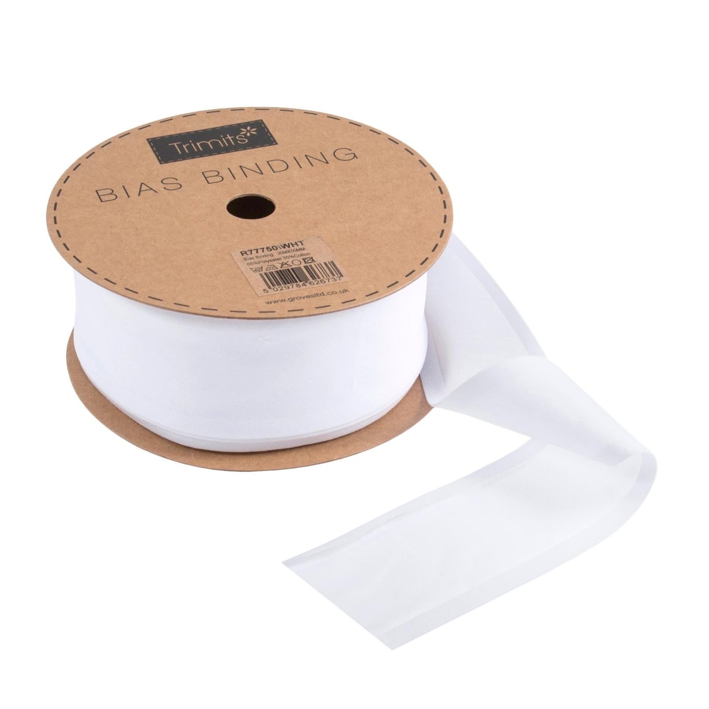 50mm Polycotton Bias Binding - Cream (Price per 25cm)