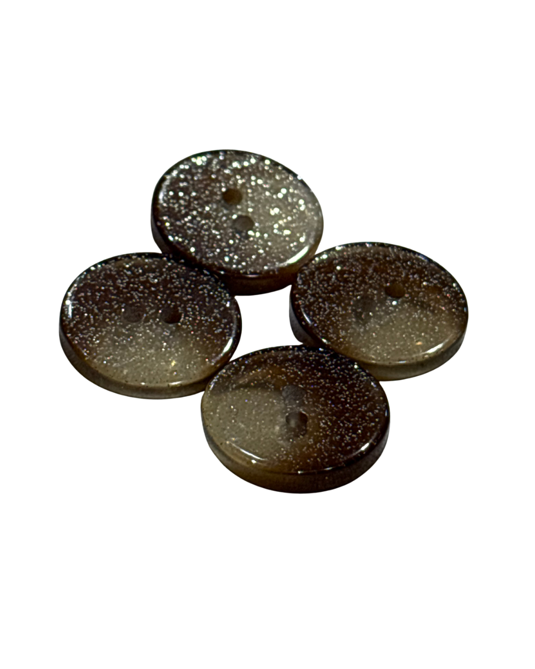 15mm Brown Glitter 2 Hole Button
