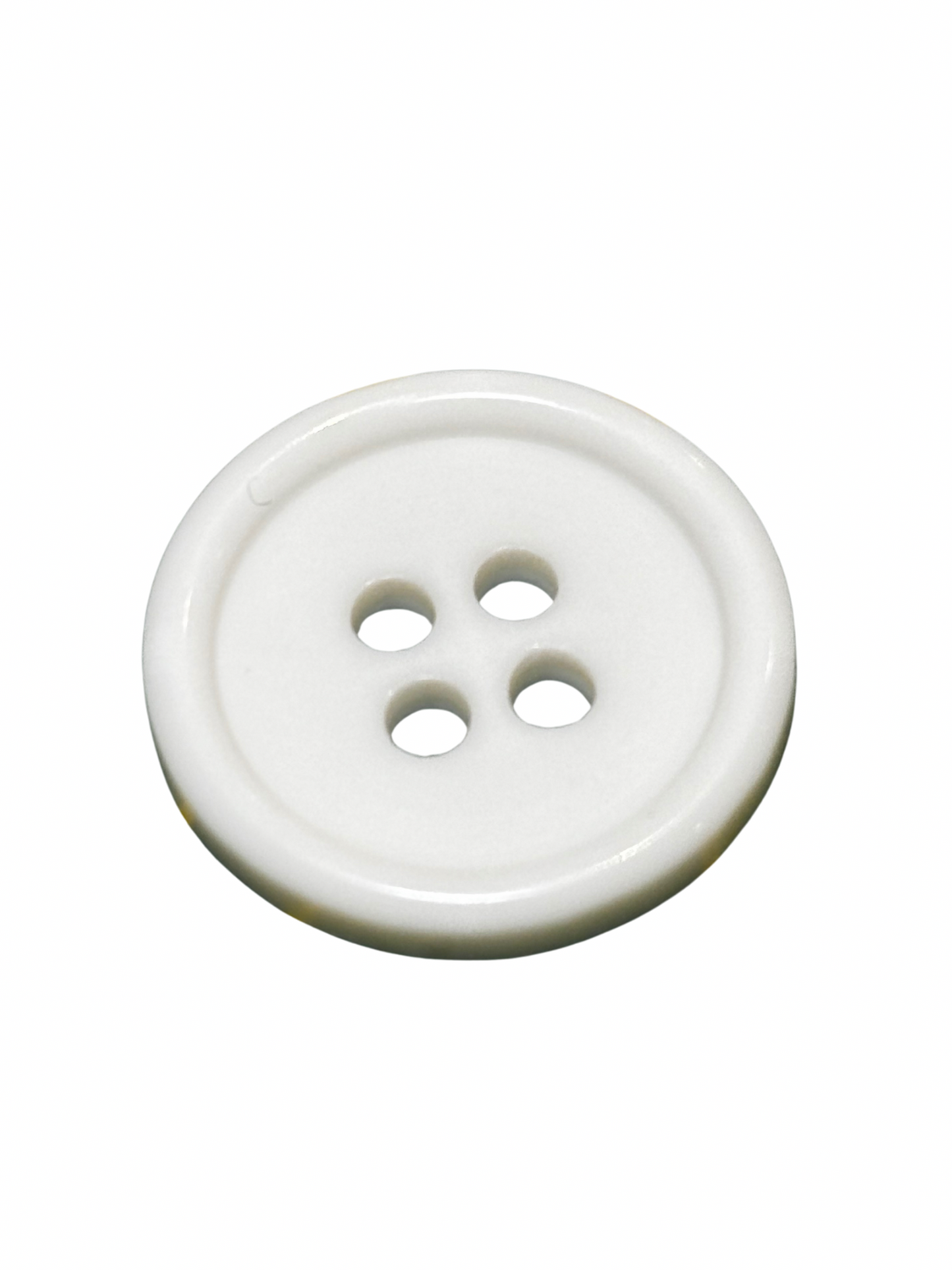 15mm 4 Hole Rimmed Button - White