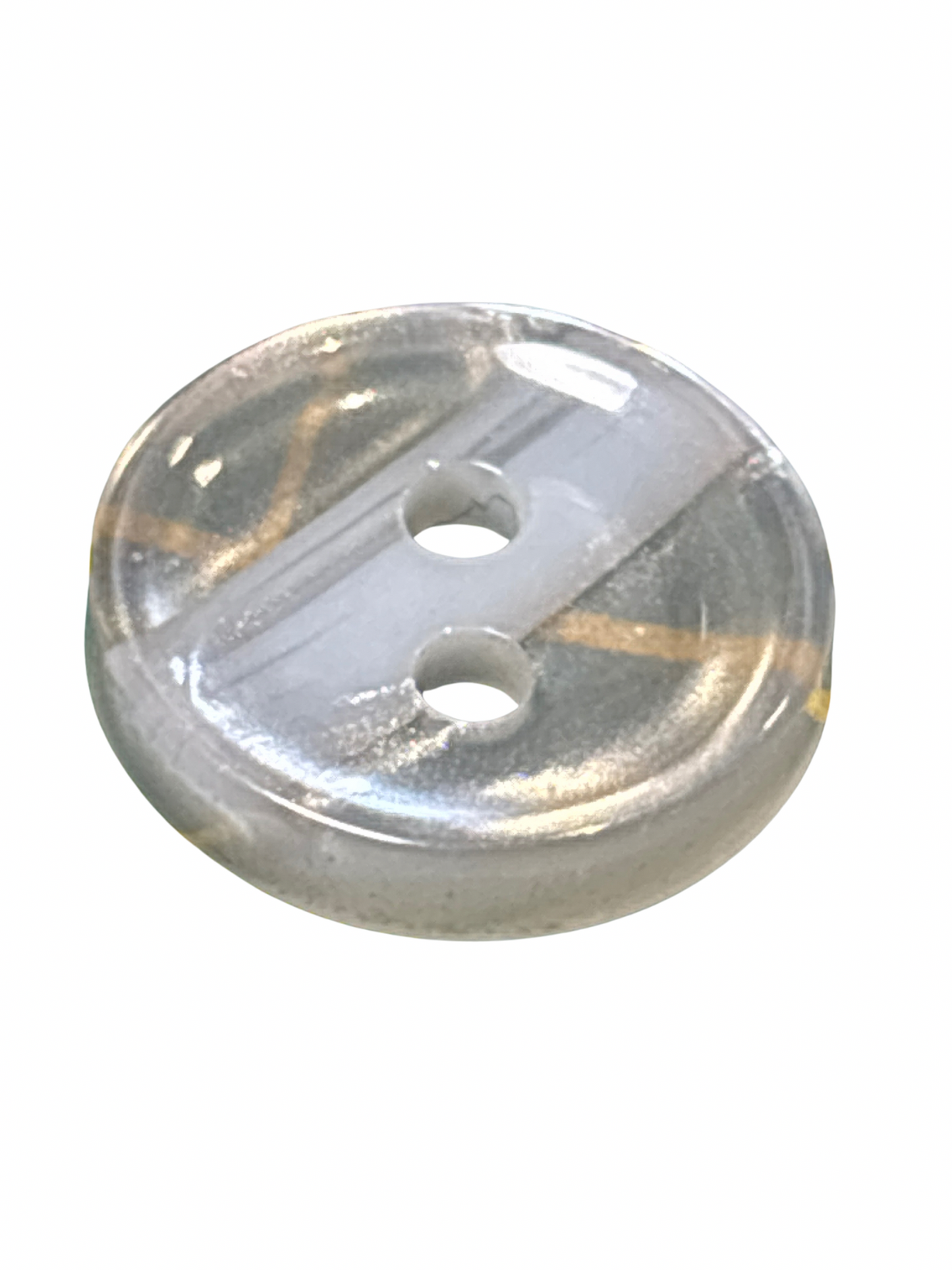 12mm 2 Hole Striped Button - Light Blue